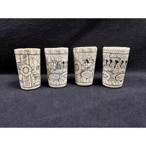 Vintage Floriberto Bustillos Shot Glasses Mexico Ceramic Pottery